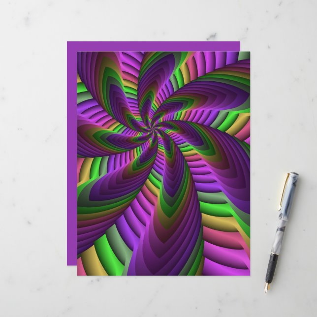 Groovy Energetic Colorful Neon Fractal Pattern (Front/Back In Situ)