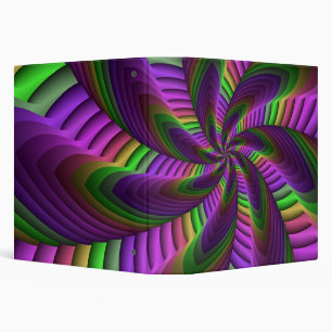 Groovy Energetic Colorful Neon Fractal Pattern 3 Ring Binder