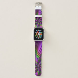 Groovy Energetic Colorful Neon Fractal Pattern Apple Watch Band