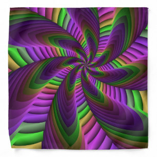Groovy Energetic Colorful Neon Fractal Pattern Bandana
