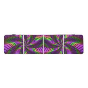 Groovy Energetic Colorful Neon Fractal Pattern Beer Pong Table