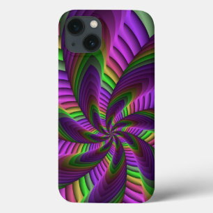 Groovy Energetic Colorful Neon Fractal Pattern iPhone 13 Case