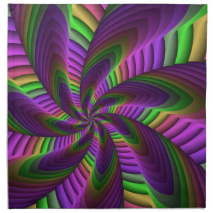 Groovy Energetic Colorful Neon Fractal Pattern Cloth Napkin