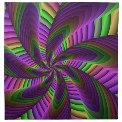 Groovy Energetic Colorful Neon Fractal Pattern Cloth Napkin