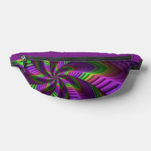 Groovy Energetic Colorful Neon Fractal Pattern Fanny Pack