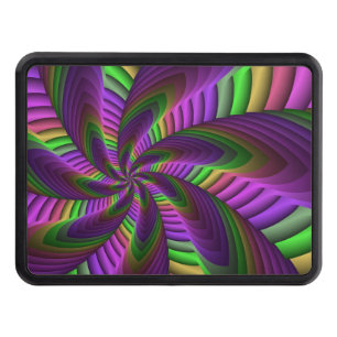 Groovy Energetic Colorful Neon Fractal Pattern Hitch Cover