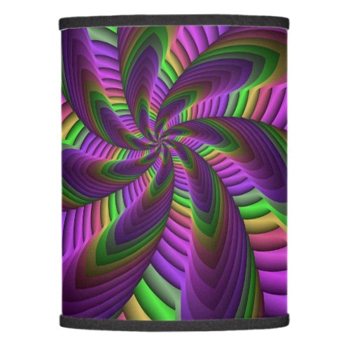 Groovy Energetic Colorful Neon Fractal Pattern Lamp Shade