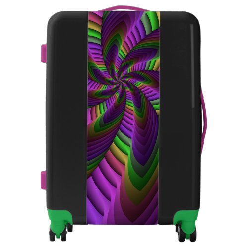 Groovy Energetic Colorful Neon Fractal Pattern Luggage