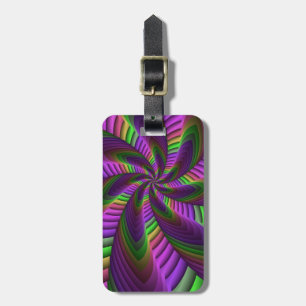 Groovy Energetic Colorful Neon Fractal Pattern Luggage Tag