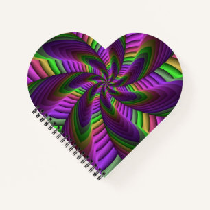 Groovy Energetic Colorful Neon Fractal Pattern Notebook