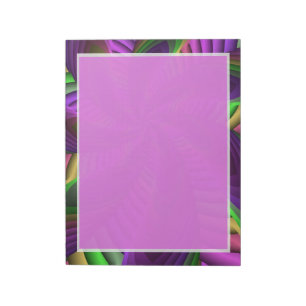 Groovy Energetic Colorful Neon Fractal Pattern Notepad