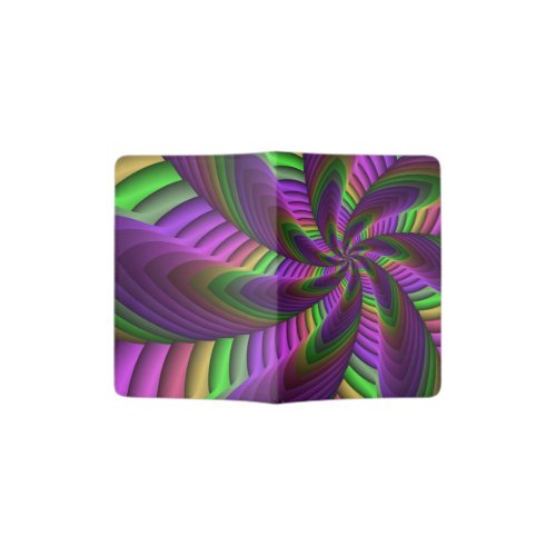 Groovy Energetic Colorful Neon Fractal Pattern Passport Holder