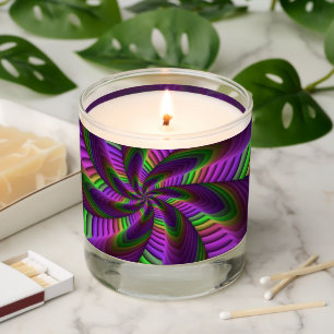 Groovy Energetic Colorful Neon Fractal Pattern Scented Candle