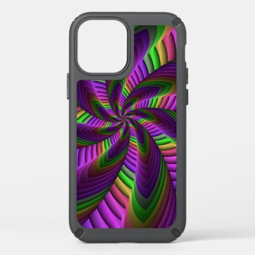 Groovy Energetic Colorful Neon Fractal Pattern Speck iPhone 12 Case