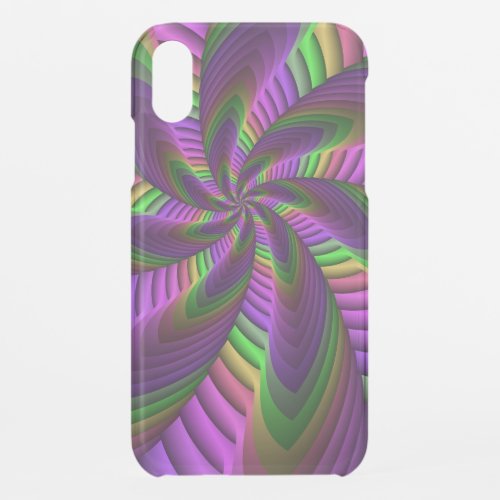 Groovy Energetic Colorful Neon Fractal Pattern iPhone XR Case