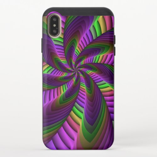 Groovy Energetic Colorful Neon Fractal Pattern iPhone XS Max Slider Case