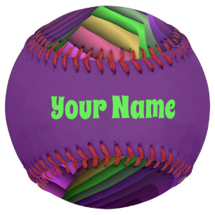 Groovy Energetic Neon Colors Fractal Pattern Name Softball