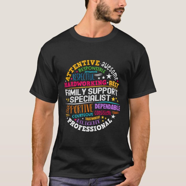 Groovy Family Support Specialist Appreciation Week T-Shirt (Front)