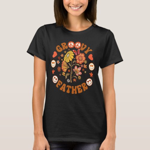 Groovy Father Matching Family Baby Shower Retro Pe T_Shirt