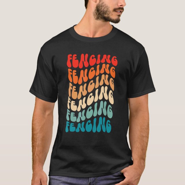 Groovy Fencing For Girl Women Retro 70s Hippie Boh T-Shirt (Front)
