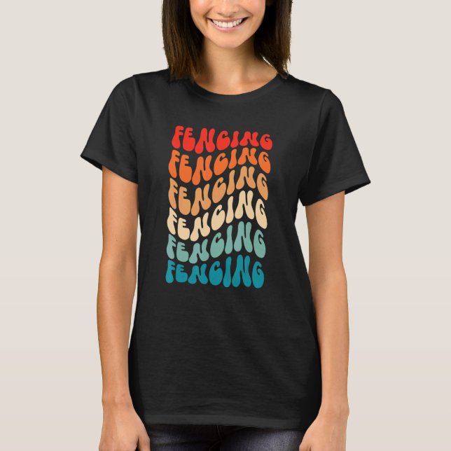 Groovy Fencing For Girl Women Retro 70s Hippie Boh T-Shirt (Front)