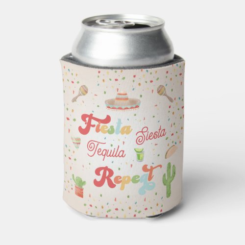 Groovy Fiesta Siesta Tequila Repeat Bachelorette   Can Cooler