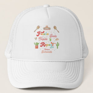 Groovy Fiesta Siesta Tequila Repeat Bachelorette Trucker Hat