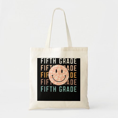 Groovy Fifth Grade Smile Face Retro Teachers Back  Tote Bag