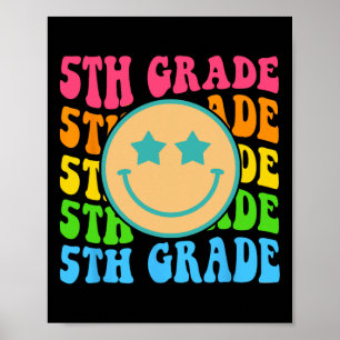 Groovy Fifth Grade Vibes Face Retro Teachers Back Poster