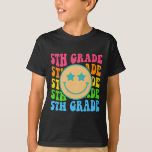 Groovy Fifth Grade Vibes Face Retro Teachers Back T-Shirt