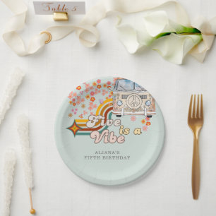 Groovy Five is a vibe daisy Van 5th birthday Paper Plates