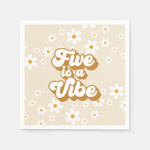 Groovy Five is a Vibe Retro Daisy 5th Birthday Napkins