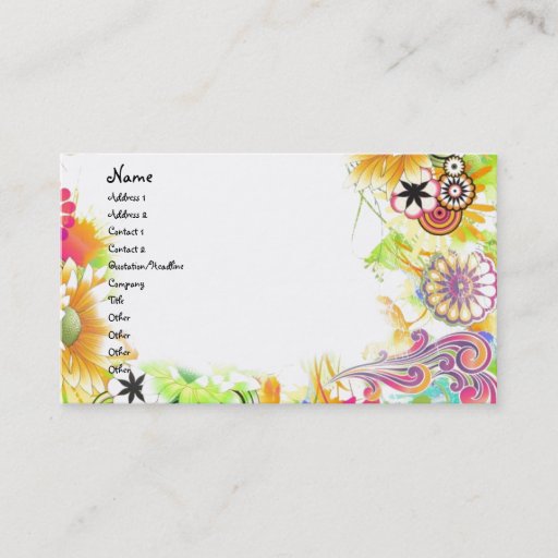 Customizable Groovy Floral Business Card Templates