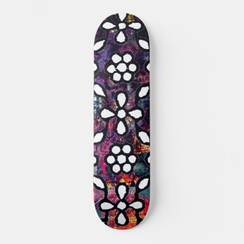 Groovy Floral Grunge Art Skateboard