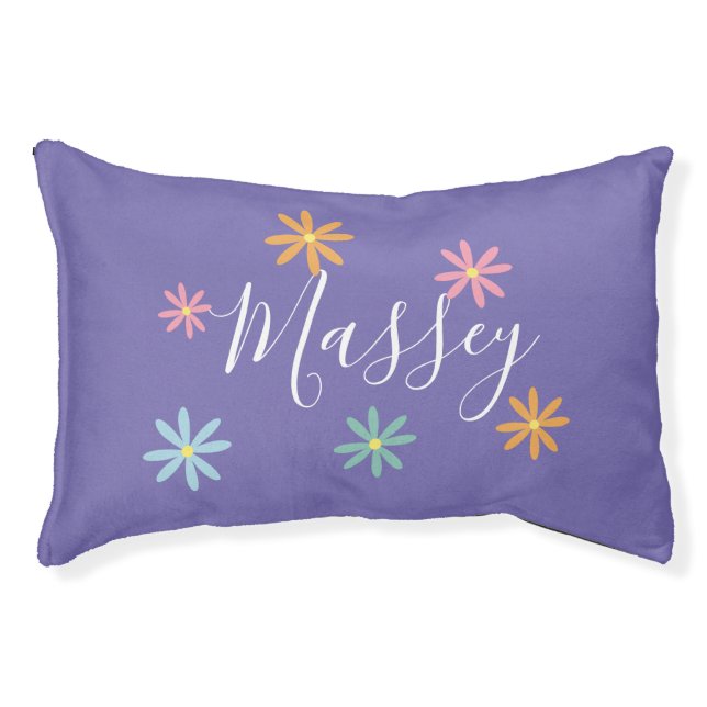 Groovy Floral Name Pattern     Pet Bed (Front)