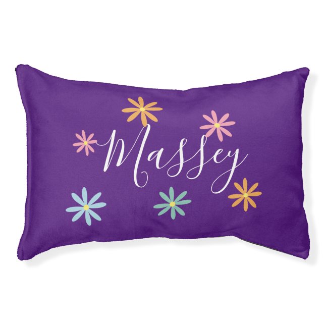 Groovy Floral Name Pattern     Pet Bed (Front)