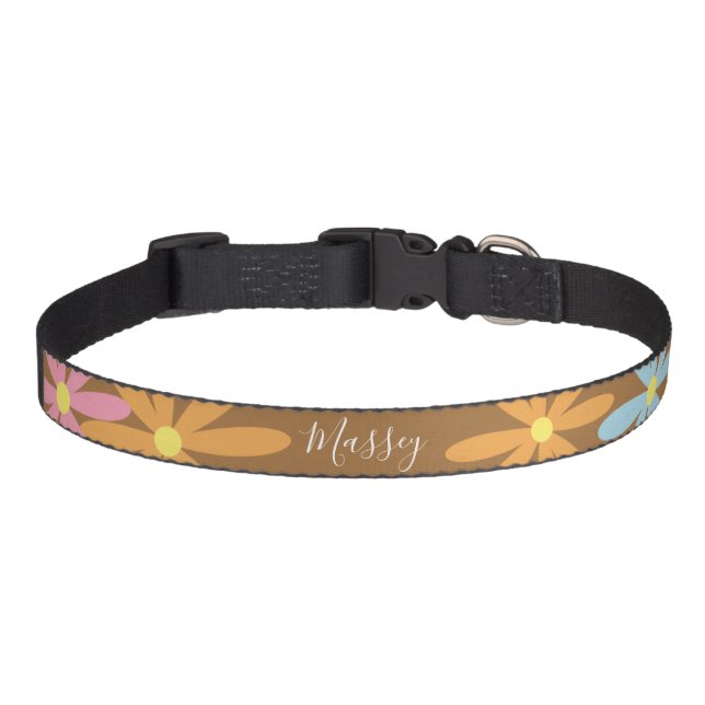Groovy Floral Name Pattern    Pet Collar (Front)