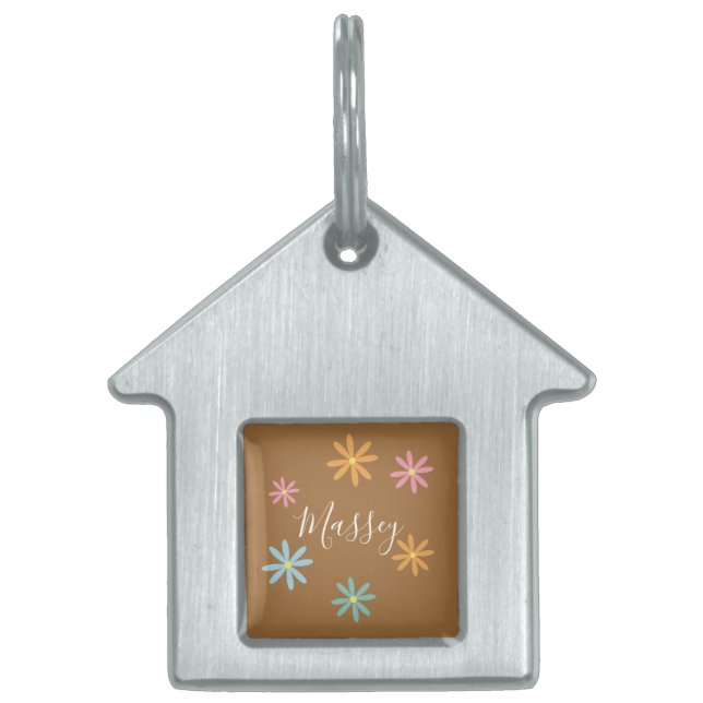Groovy Floral Name Pattern       Pet ID Tag (Front)