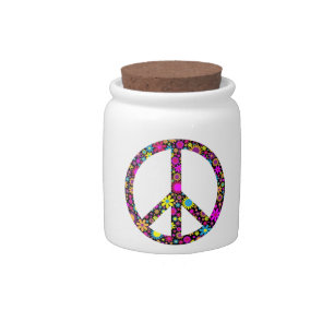 GROOVY FLORAL PEACE SIGN CANDY JAR
