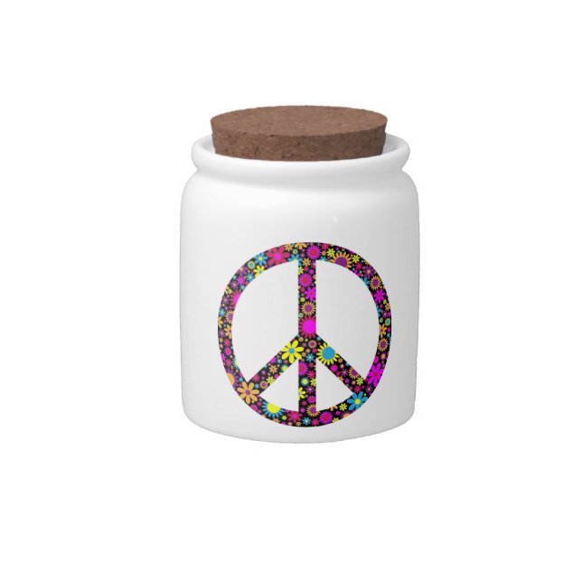GROOVY FLORAL PEACE SIGN CANDY JAR (Front)