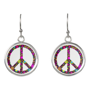 GROOVY FLORAL PEACE SIGN EARRINGS