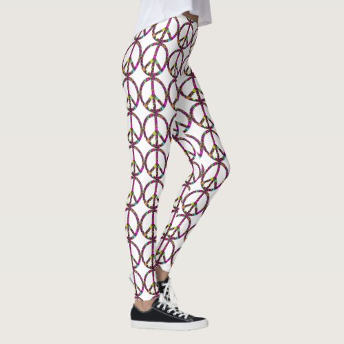 GROOVY FLORAL PEACE SIGN LEGGINGS