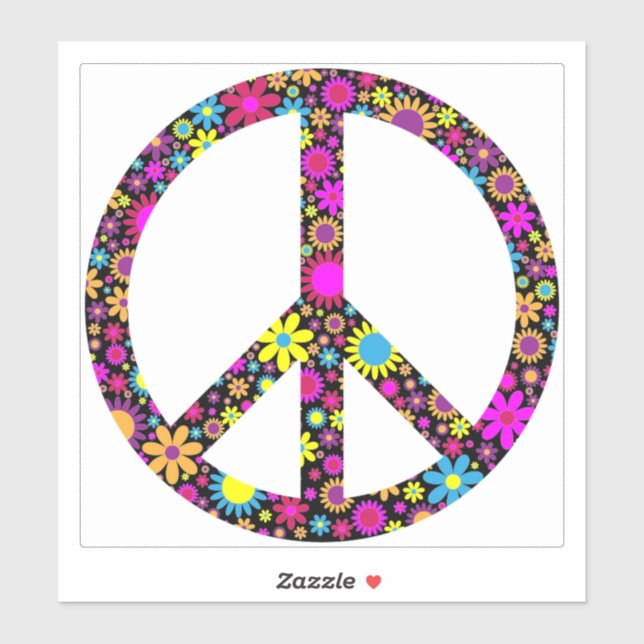 GROOVY FLORAL PEACE SIGN STICKER (Sheet)