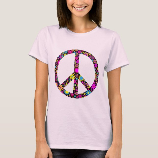 GROOVY FLORAL PEACE SIGN T-Shirt (Front)