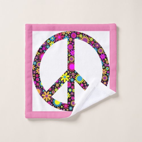 GROOVY FLORAL PEACE SIGN WASH CLOTH