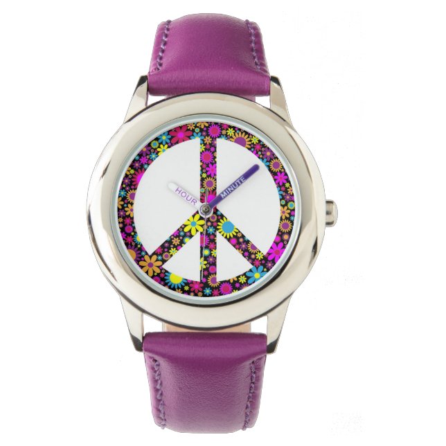 GROOVY FLORAL PEACE SIGN WATCH (Front)