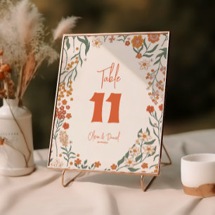 Groovy Floral Vintage Retro Wedding Table Numbers