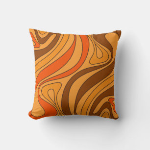 Groovy Flow Retro Abstract 70s Pattern Throw Pillow