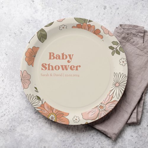 Groovy Flower Baby Shower  Boho  70s theme  Paper Plates