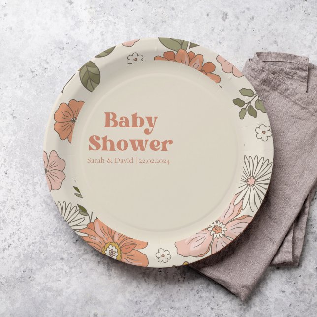 Groovy Flower Baby Shower | Boho | 70s theme  Paper Plates (Creator Uploaded)